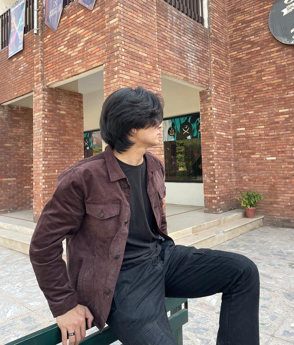 Textured Trucker Jacket ( Brown )