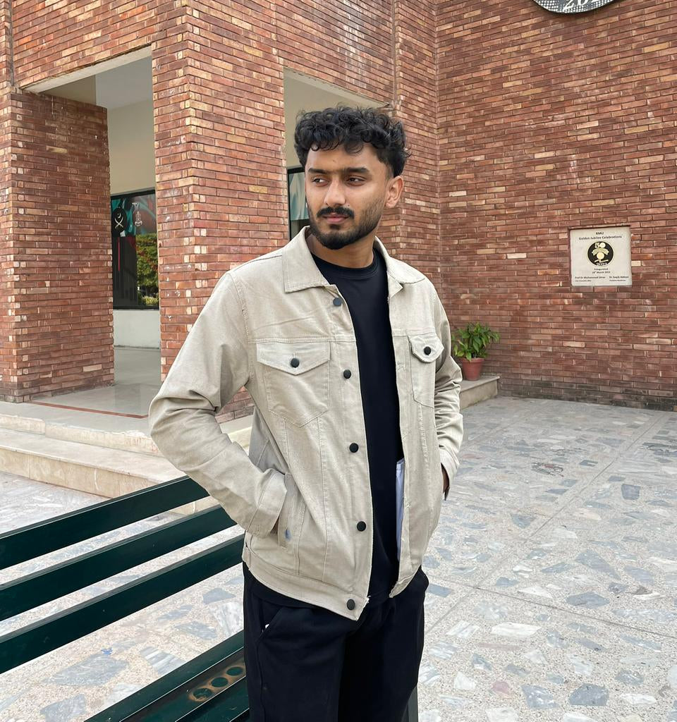 Textured Trucker Jackets ( Beige )